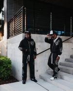 Mixed Emotion Eclipse Rhinestone Tracksuit Black