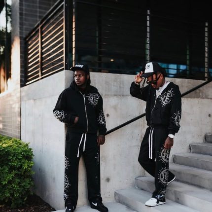 Mixed Emotion Eclipse Rhinestone Tracksuit Grey